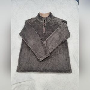 TRINITY Mens Pullover Sweatshirt Grey 1/4 Zip Faux Fur Plush XL